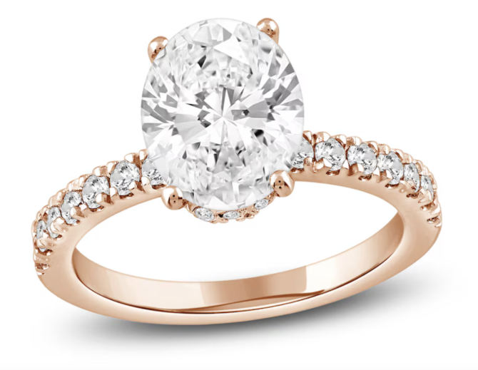 2.5 Carat Oval-Cut Lab-Created Diamond Hidden Halo Engagement Ring in 14K Rose Gold | SimplyIn Diamonds